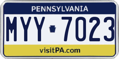 PA license plate MYY7023