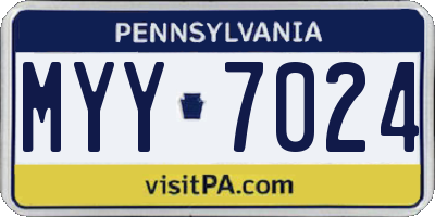 PA license plate MYY7024