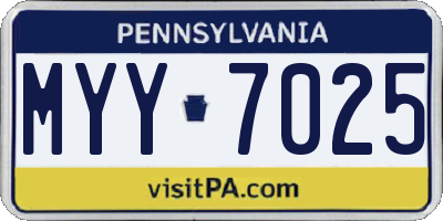 PA license plate MYY7025