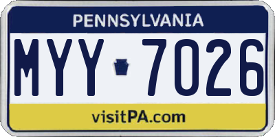 PA license plate MYY7026
