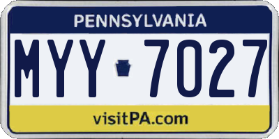 PA license plate MYY7027