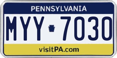 PA license plate MYY7030