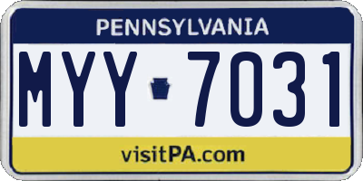 PA license plate MYY7031
