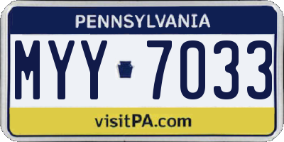 PA license plate MYY7033