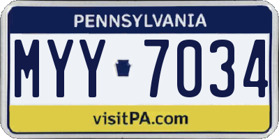PA license plate MYY7034