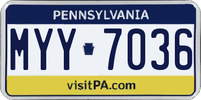 PA license plate MYY7036