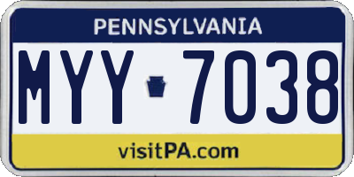 PA license plate MYY7038