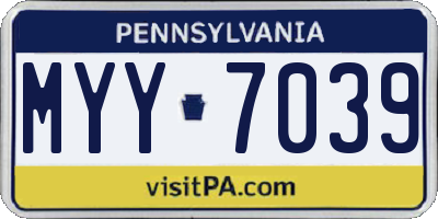 PA license plate MYY7039