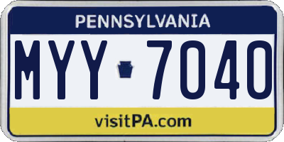 PA license plate MYY7040
