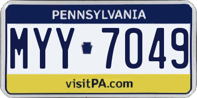 PA license plate MYY7049