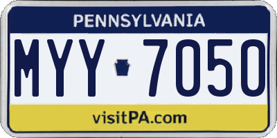 PA license plate MYY7050