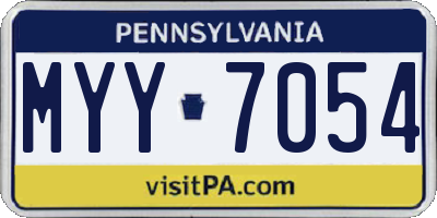 PA license plate MYY7054