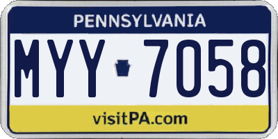 PA license plate MYY7058