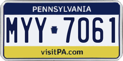 PA license plate MYY7061