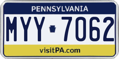 PA license plate MYY7062