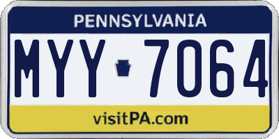 PA license plate MYY7064