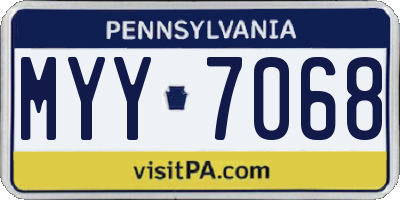 PA license plate MYY7068
