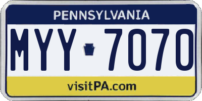 PA license plate MYY7070