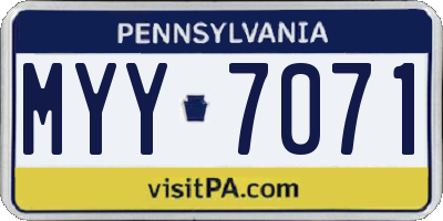 PA license plate MYY7071