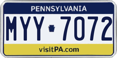 PA license plate MYY7072
