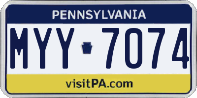 PA license plate MYY7074