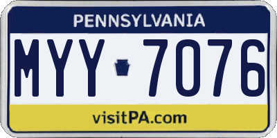 PA license plate MYY7076