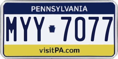 PA license plate MYY7077