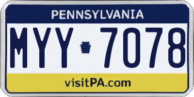 PA license plate MYY7078