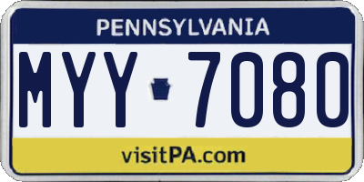 PA license plate MYY7080