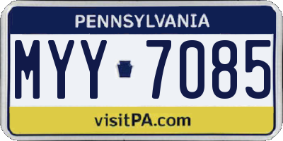 PA license plate MYY7085