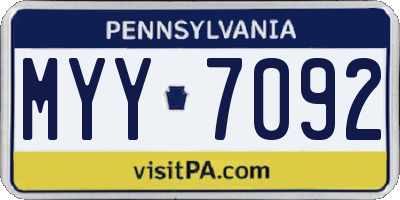 PA license plate MYY7092