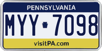 PA license plate MYY7098