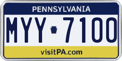 PA license plate MYY7100