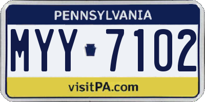 PA license plate MYY7102
