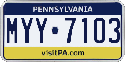PA license plate MYY7103