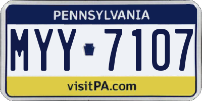 PA license plate MYY7107