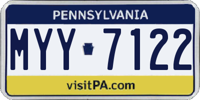 PA license plate MYY7122