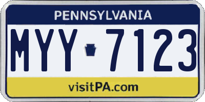 PA license plate MYY7123