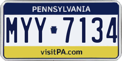 PA license plate MYY7134