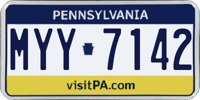 PA license plate MYY7142