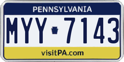 PA license plate MYY7143