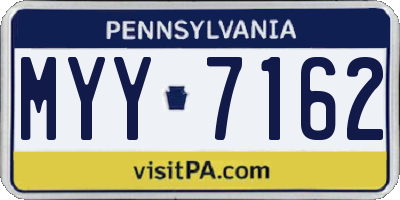 PA license plate MYY7162