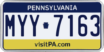 PA license plate MYY7163