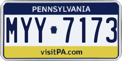 PA license plate MYY7173