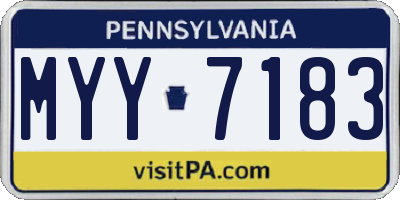 PA license plate MYY7183