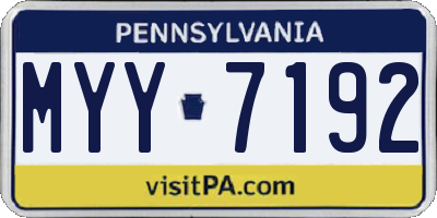 PA license plate MYY7192