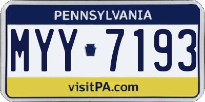 PA license plate MYY7193