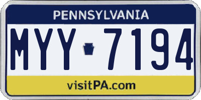 PA license plate MYY7194