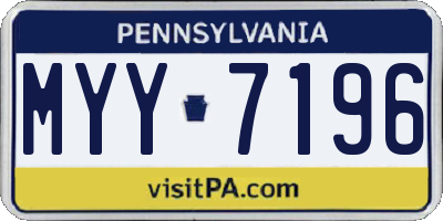 PA license plate MYY7196