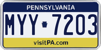 PA license plate MYY7203